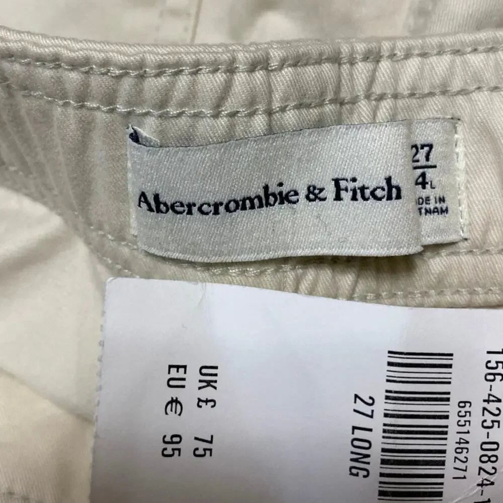 NEW Abercrombie & Fitch Women's Beige High Waisted Trousers Cargo Pants Size 27